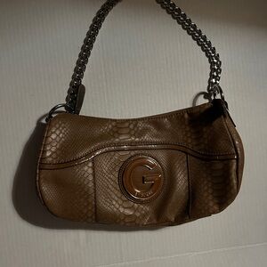 Brown Guess Textured Shoulder Bag